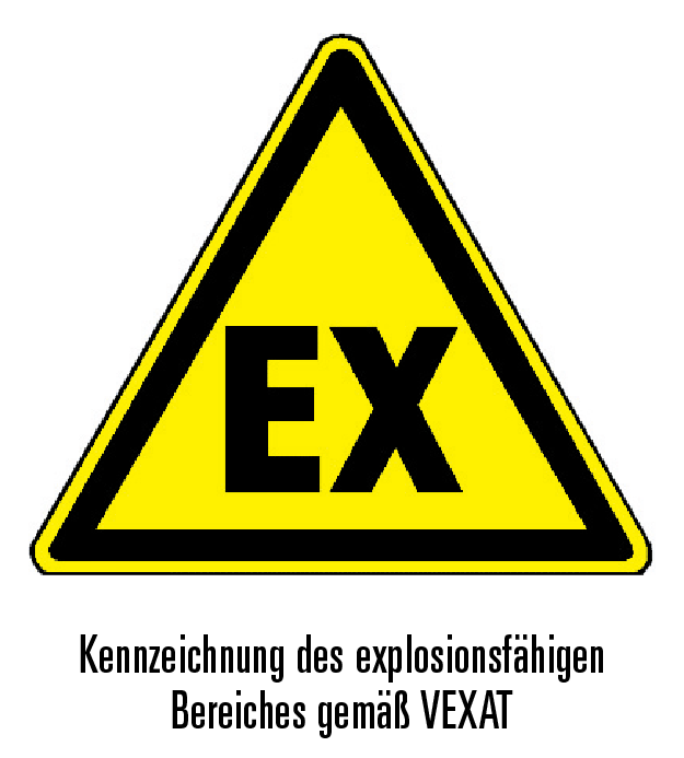 Kennzeichnung des explosionsfähigen Bereiches gemäß VEXAT